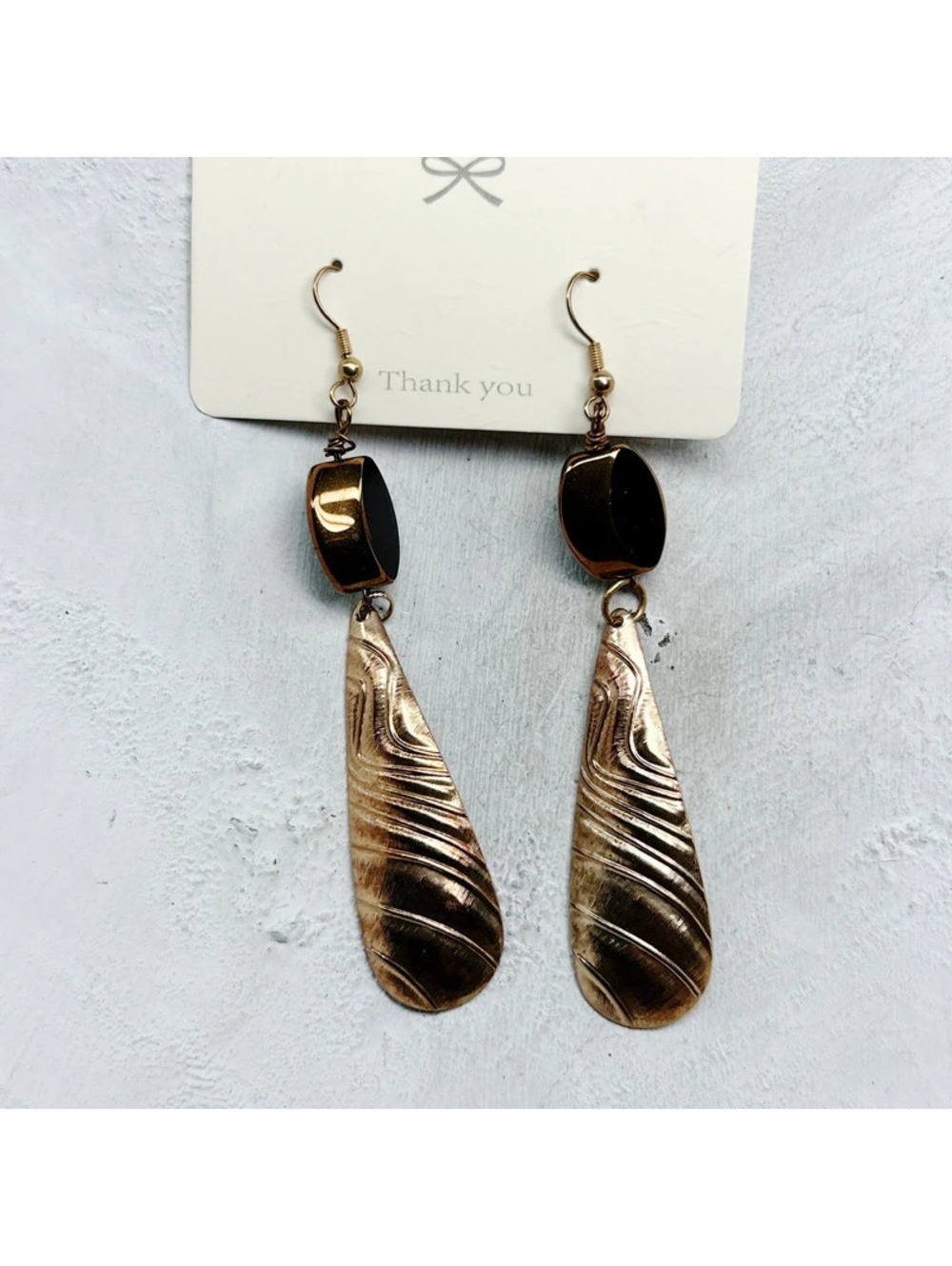 1320mc. Bronze Glass Statement Earrings